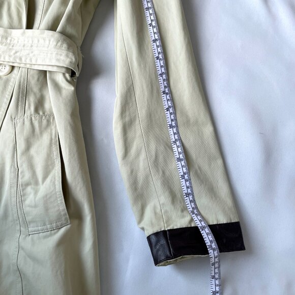 Arden B. Women Beige Belted Buttoned Trench Coat Jacket, Size Medium (Flaw) - Picture 9 of 15